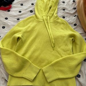 Rag and Bone chartreuse crop cashmere hoodie